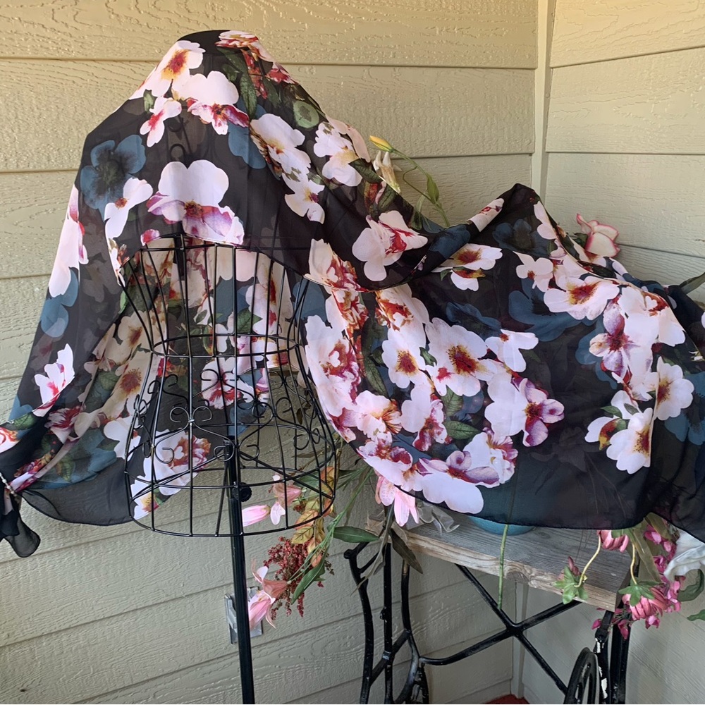 Floral Sheer Scarf,HP25x2